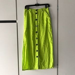 Urban Outfitters Neon Green Midi Skirt